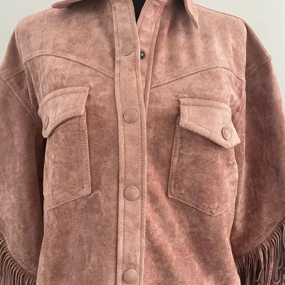 NWT Blank NYC Vegan Suede Fringe Moto Jacket Sz M - Picture 7 of 14